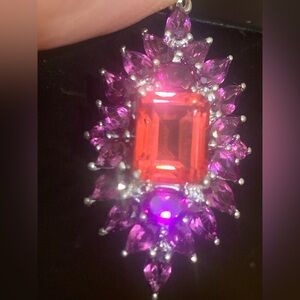 Amethyst and orange spinel 925 pendant matching ring available